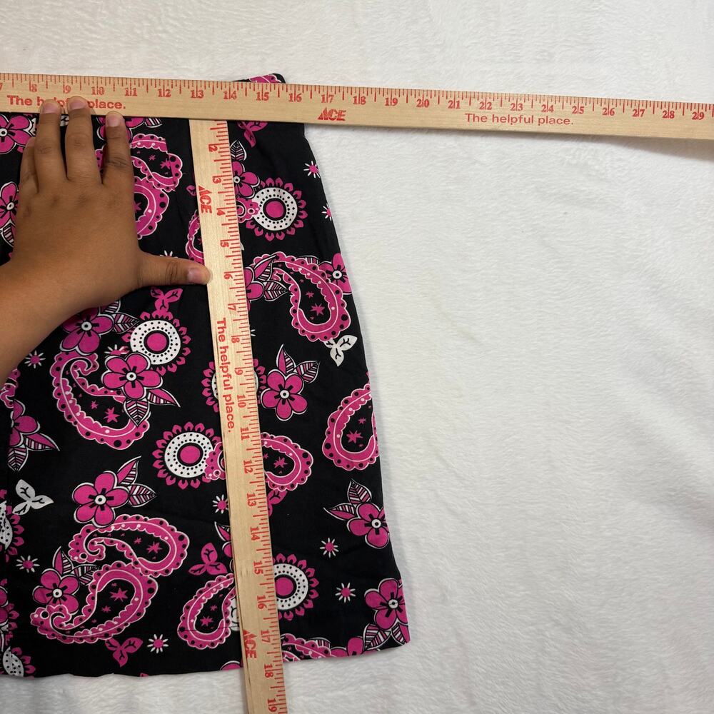 Metrostyle 10 Black Pink Paisley Mini Skirt Y2K Mod Stretch Floral Print - Picture 7 of 9